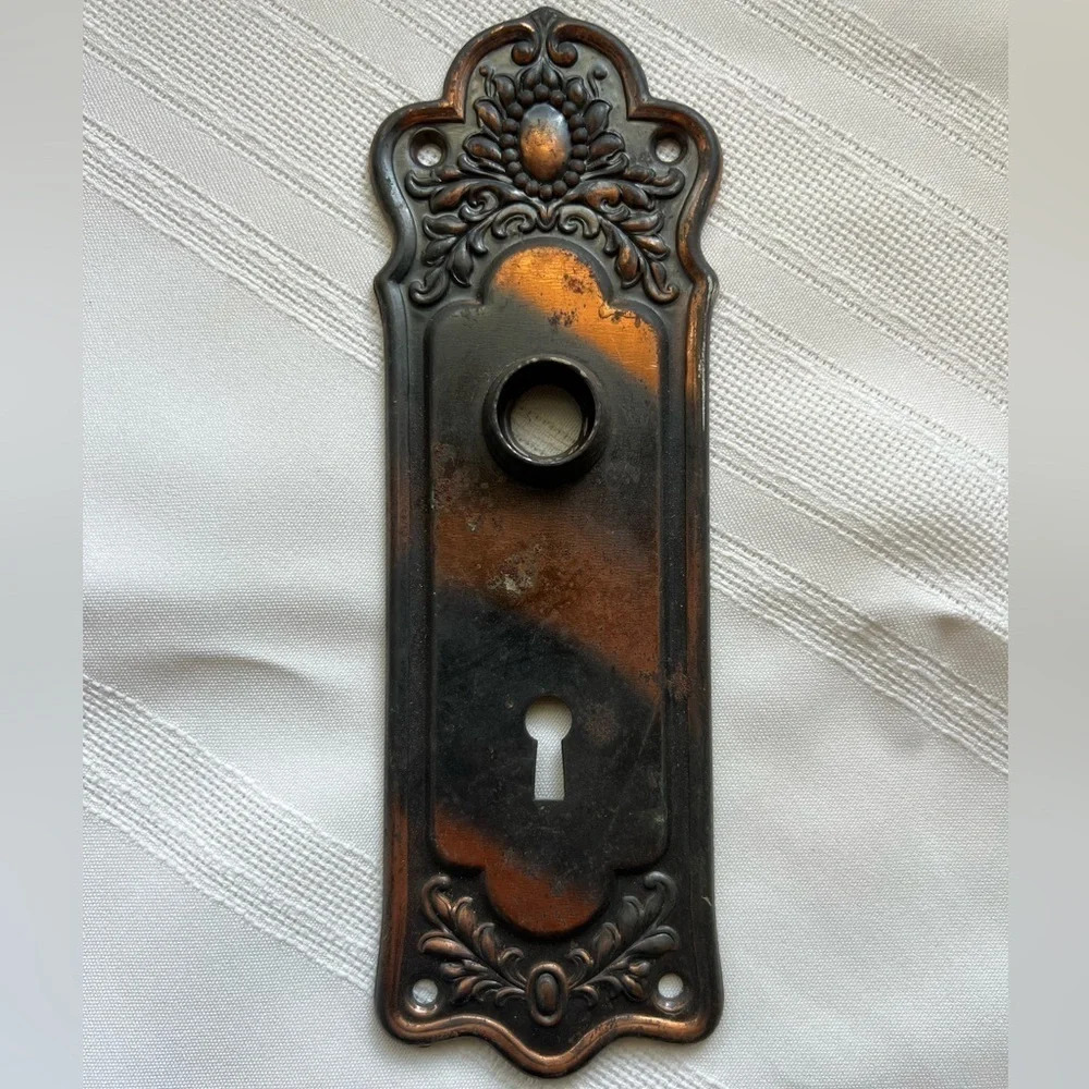 Vintage Ornate Knob Plate Reclaimed Decorative Early 1900s 8” Long